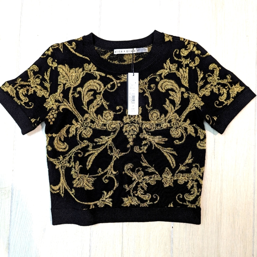Alice + Olivia Ciara Jacquard Knit Crop Sweater